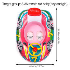 Cisvio 1 Piece Inflatable Pool Float Seat Boat With Handle Swimming Ring Toy For Summer Baby Kid Child Toddler Cartoon
