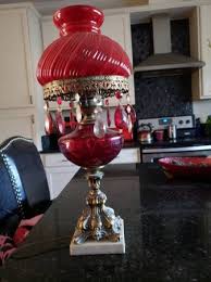 Exquisite Antique Ruby Red Glass Lamp