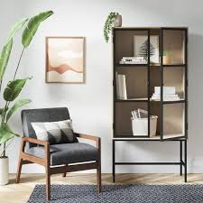 Ahlmann 65in Brown Glass Door Library