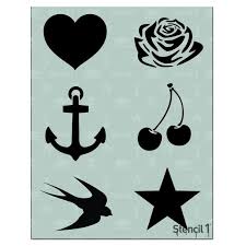 Tattoo Icon 6 Pack Stencil Stars Roses