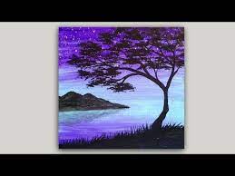 Tree Silhouette Acrylic Painting Easy