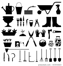 Garden Tools Icon Set Stock