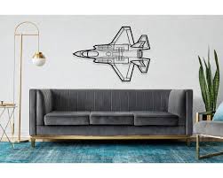 F 35 Airplane Silhouette Metal Wall Art
