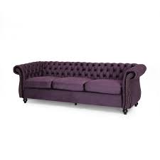 Velvet Rectangle 3 Seater Sofa