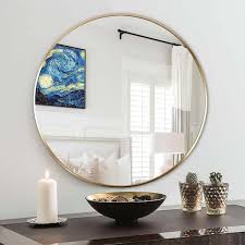 Gold Round Wall Mirror Metal Framed