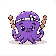 Cute Octopus With Takoyaki Cartoon