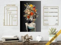 Flower Head Woman Collage Wall Art