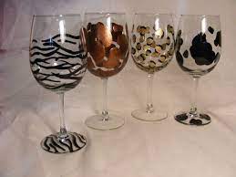 Painted Animal Print Wine Glasses