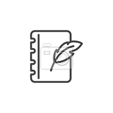 Feather Pen And Notebook Page Line Icon