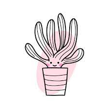 Cute Cactus With Face Doodle Icon