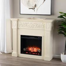 Peratte 44 5 In Touch Panel Electric Fireplace In Creamy Brushed Ivory