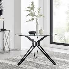 Leg Round 4 Seater Glass Dining Table