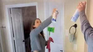 Woman Uses Clever Mop To Clean Her