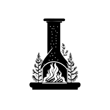 Fireplace Icon Hand Draw Black Colour