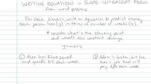 Writing Equations In Slope Intercept