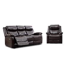 Brown Pu Leather Manual Recliner
