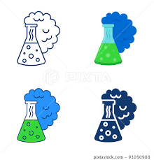 Chemical Reaction Icon Set In Flat And