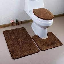 Brown Polyester Bathroom Rug And Toilet