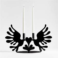 Lovebirds Black Metal Candelabra By