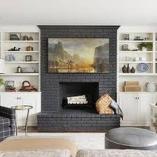 Brick Fireplace With Built In Cabinets