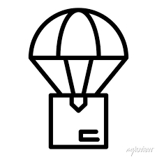 Parachute Box Delivery Icon Outline