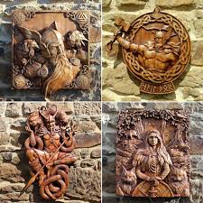 Viking Sculpture Hugin Munin Art Wall