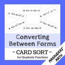 Forms Quadratics Card Sort