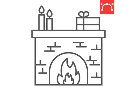 Fireplace Line Icon Graphic