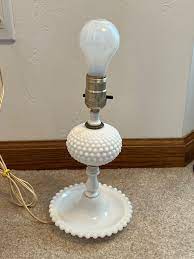 White Hobnail Boudoir Table Lamp