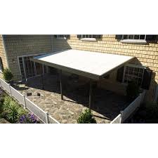 Contempra Aluminum 16 Ft X 12 Ft Dark Bronze Frame White Insulated Roof Patio Cover With 3 Posts 20 Lb Snow Load