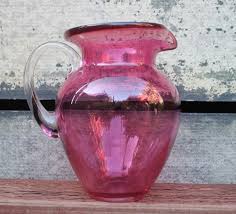 Vintage Pink Glass Pitcher Small Glass