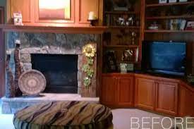 Before After River Rock Fireplace
