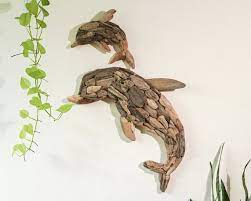 Handmade Driftwood Wall Art Dolphin