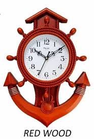 Red Wood Delux Anchor Og Wall Clock