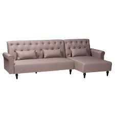 Baxton Studio Chesterfield Clay Fabric Upholstered Convertible Sleeper Sofa