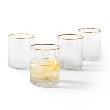 Gold Rim Rocks Glasses Set Of 4 Mark