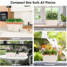 10 5 In L X 4 5 In W X 5 5 In H Self Watering Rectangular Window Herb Planter Box With 10 Piece Plant Labels 6 Pack