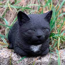 Stone Black Cat Miniature Concrete