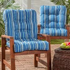 Greendale Home Fashions Outdoor Seat Back Chair Cushion Set Of 2 Sapphire Stripe