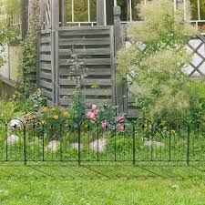 31 5 In H X 24 In Black Steel Garden Fence Panel Rustproof Decorative Garden Fence 5 Pack
