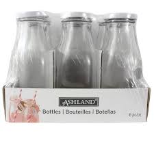 Ashland Glass Milk Bottles With Lids