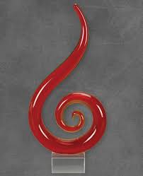 9211035 Red Fire Glass Art Award With