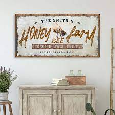 Bee Farm Sign Honey Bee Wall Art