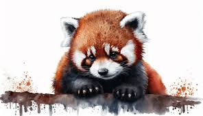 Watercolor Red Panda Art 3 Graphic By