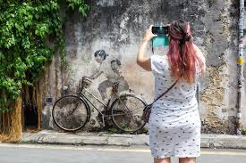 Art Mural Boy And Girl On Bicycle