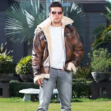 Faux Shearling Brown Leather Jacket