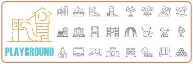 Playground Line Icon Set Play Area For