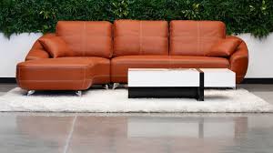 Zuri Modern Lucy Orange Italian Leather Sectional Sofa Right Chaise