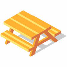Bench Isometric Outdoor Park Picnic