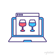 Virtual Wine Tasting Rgb Color Icon